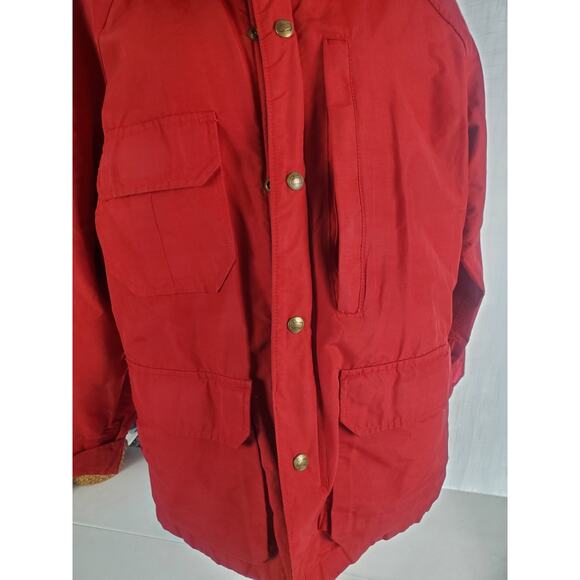 Gorpcore Red Parka Jacket  Med Vintage Chore Coat Plaid Colorful Cottagecore - Picture 2 of 6